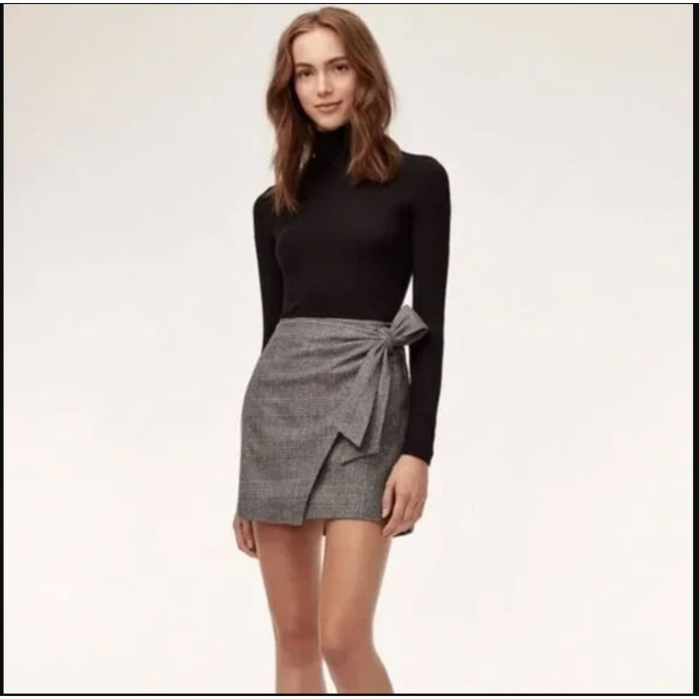 Wilfred Aritzia Dorine Wool Blend Faux Wrap Skirt